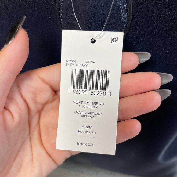 Coach Soft Empire 40 Satchel Bag in Dark Navy Style# A2581-CW616 - Picture 8 of 8
